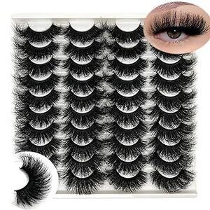 Mink Lashes Fluffy Wispy 20Mm 3D Volume Full Dramatic Faux Mink D Curl Long